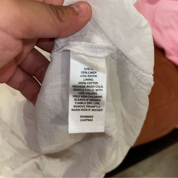 Nordstrom Linen Blend Collared dress in White Womens Size Large - Picture 6 of 6